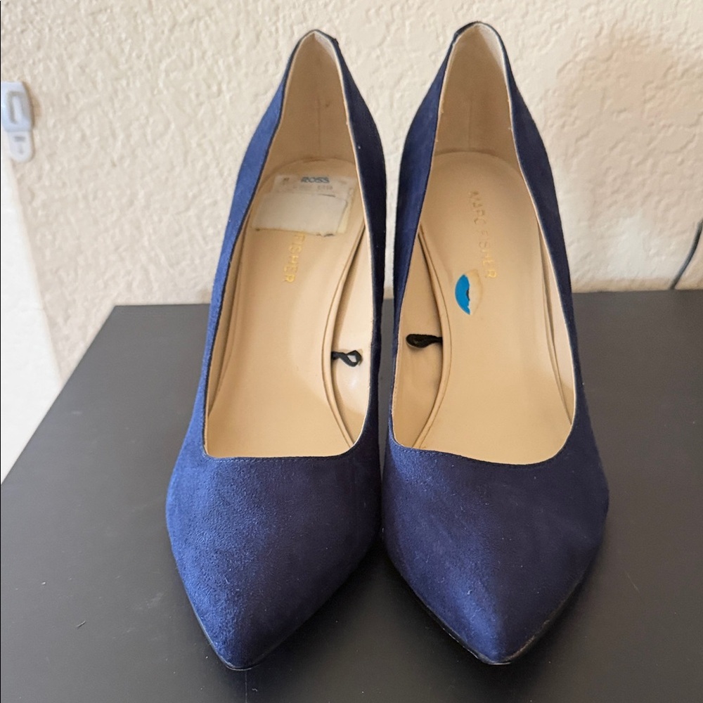 Marc Fisher Deep Blue Suede Heels